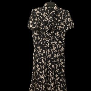Lauren Ralph Lauren Silk Dress Navy and White